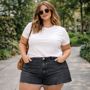 NWT Universal Thread 90s Cutoff Denim Shorts Womens SZ 30 High Rise Frayed Black